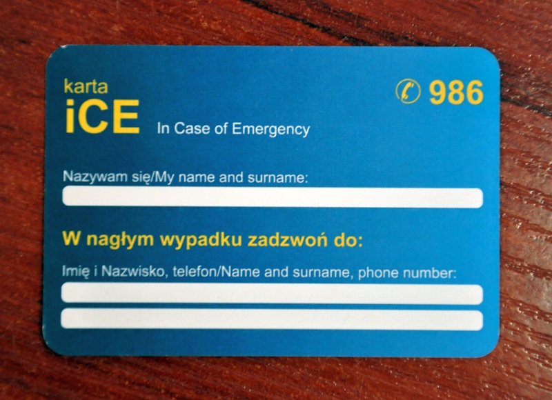 Karta ICE (ang. In case of emergency- w nagłym przypadku)