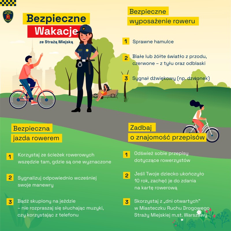 Infografika poświęcona bezpiecznej jeździe na rowerze