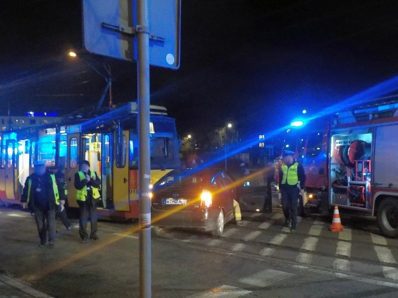 Miejsce zderzenia taksówki z tramwajem.